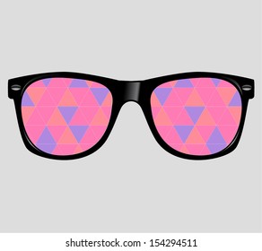 Sunglasses with Abstract Geometric Triangles Vector Background