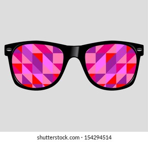 Sunglasses with Abstract Geometric Triangles Vector Background 
