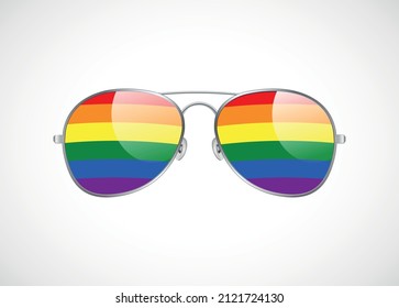 Sunglasses Abstract Rainbow lenses Vector Illustration Background. LGBT. Proud Month