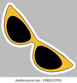 Sunglasses. Accessories. Trendy fashion for young peoples. Millennials and zoomers style. Active lifestyle. Cute Hand drawn illustration. Digital art. Icon, isolated on gray background. Vector EPS10. 