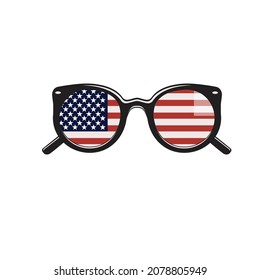 sunglasses with America flag vector illustration