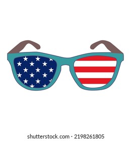 Sunglasses with American Flag. Patriotism Election Icon. isolated on white backgroung.  Vector  Illustration