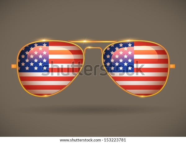 Vector De Stock Libre De Regalías Sobre Sunglasses American Flag Reflection Vector 2368