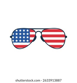 Sunglasses with American Flag, Stylish Patriotic eyeglasses, spectacles featuring the American flag.