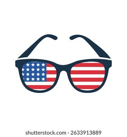 Sunglasses with American Flag, Stylish Patriotic eyeglasses, spectacles featuring the American flag.