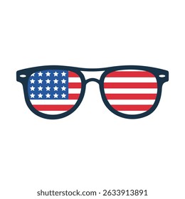 Sunglasses with American Flag, Stylish Patriotic eyeglasses, spectacles featuring the American flag.