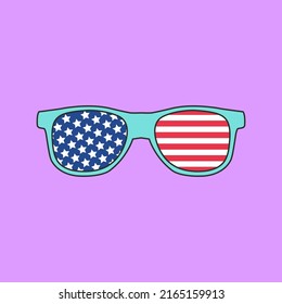 Sunglasses of American Flag Vector Illustration. 4 July USA Sunglass Design