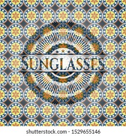 Sunglasses arabic emblem background. Arabesque decoration.