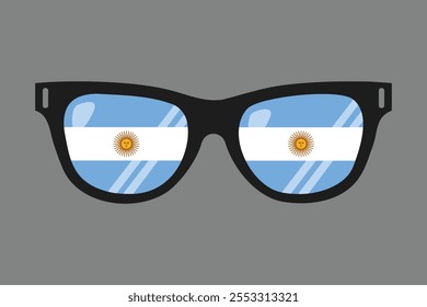 Óculos de sol com bandeira da Argentina, gráfico vetorial da bandeira da Argentina, bandeira do país da Argentina é um símbolo de liberdade, bandeira nacional da Argentina, ilustração vetorial
