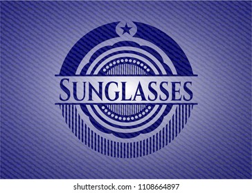 Sunglasses badge with denim background