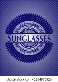 Sunglasses badge with jean texture