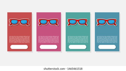 sunglasses banner concept - Design web banners.four banners in flat design. web banners with sunglasses. trendy color. modern design.set 