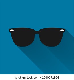 Sunglasses black icon with long shadow black,Simple design style.vector illustration
