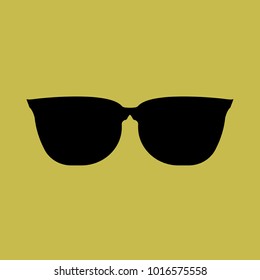 Sunglasses black Icon on yellow background.vector illustration