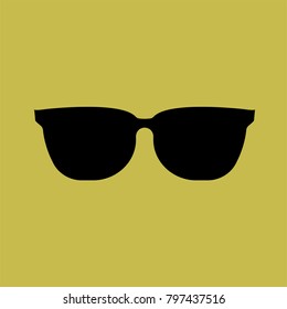 Sunglasses black Icon on yellow background.vector illustration