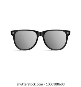 Sunglasses with black plastic frame isolated on white background. Vector illustration, EPS10.