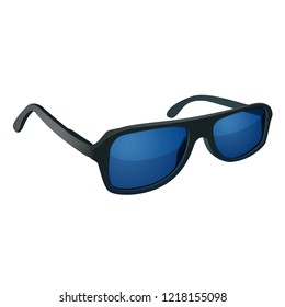 Sunglasses with blue glass isolated on white background