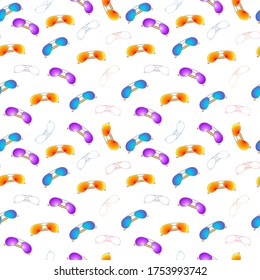 Gafas de sol. Luminoso fondo de verano. Imagen vectorial.