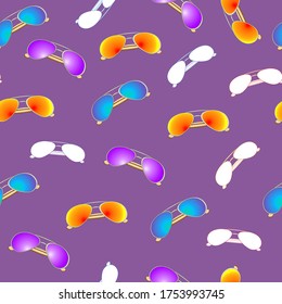 Sunglasses. Bright summer background. Vector image.