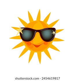 Sunglasses cartoon happy face. Vector 
