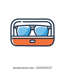 Sunglasses case icon. Illustration of sunglasses in a case, depicting the importance of protecting and storing eyewear.