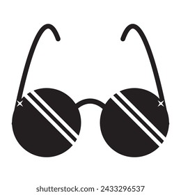 Sunglasses circle icon with long shadow. Flat design style. Round icon. Web site page and mobile app design element.7891 sunglass
