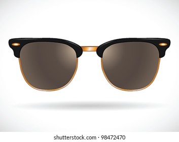 Sunglasses (clubmaster black/gold isolated)- vector illustration Shadow and background on separate layers. Easy editing.