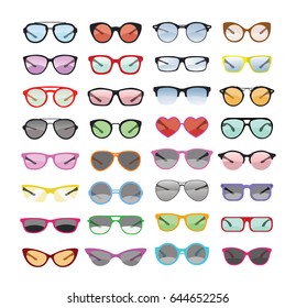 Sunglasses collection on white 