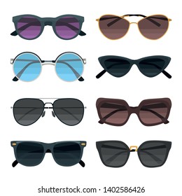 Sunglasses color flat icons set for web and mobile design