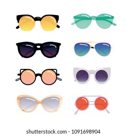 sunglasses colorful vector set