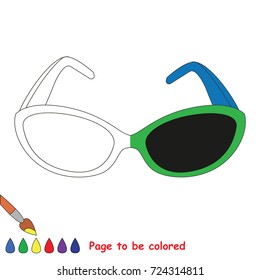 Sunglasses, the coloring book to educate preschool kids with easy gaming level, the kid educational game to color the colorless half by sample.