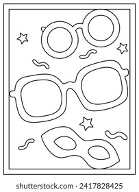 Un diseño vectorial de página de color de gafas de sol con estilo dibujado a mano