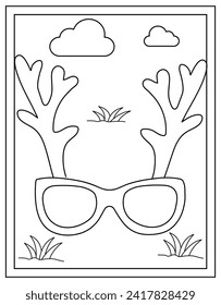 A sunglasses colouring page vector design with hand drawn style