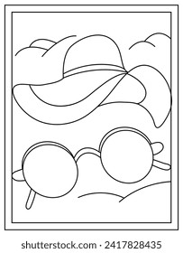 Un diseño vectorial de página de color de gafas de sol con estilo dibujado a mano