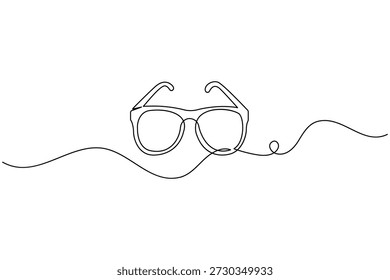 Óculos de sol contínuo one line art desenho ícone de contorno mínimo para moda e design de verão