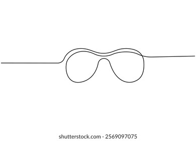 Sunglasses continuous one line drawing and eye glasses isolated outline flat illustration