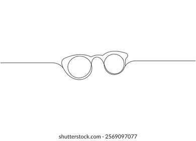 Sunglasses continuous one line drawing and eye glasses isolated outline flat illustration