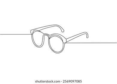 Sunglasses continuous one line drawing and eye glasses isolated outline flat illustration