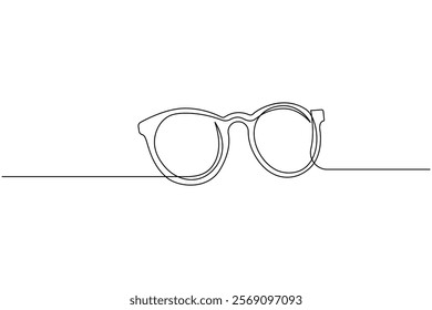 Sunglasses continuous one line drawing and eye glasses isolated outline flat illustration