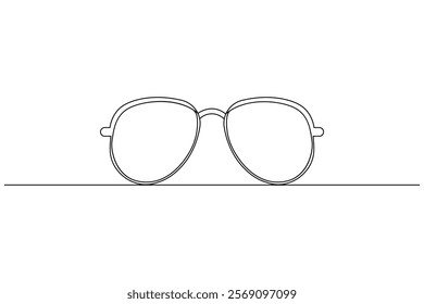 Sunglasses continuous one line drawing and eye glasses isolated outline flat illustration