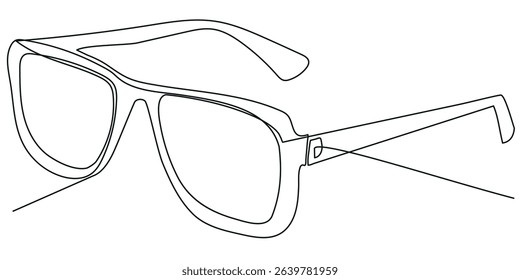Sunglasses continuous one line drawing and eye glasses isolated outline flat vector illustration.