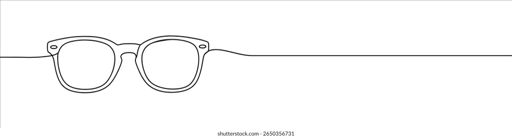 Sunglasses continuous one line drawing. Glasses symbol. Vector illustration.