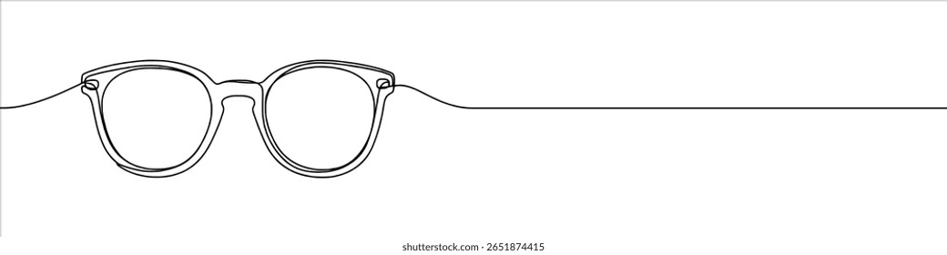Sunglasses continuous one line drawing. Glasses symbol. Vector illustration.