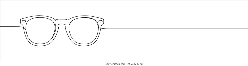 Gafas de sol de dibujo continuo de una línea. Símbolo de gafas. Ilustración vectorial.