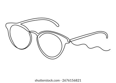 Sunglasses continuous one line drawing minimalist style isolated clean outline