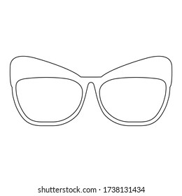 Sunglasses with a contour.White frame of stylish square-shaped glasses.Accessories for summer.Vector illustration