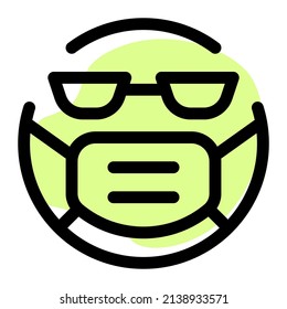 Sunglasses cool looking emoji while wearing the mask