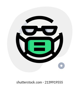 Sunglasses cool looking emoji while wearing the mask