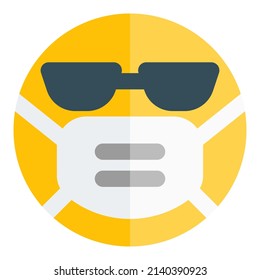 Sunglasses cool looking emoji while wearing the mask
