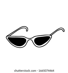 Lentes de sol dibujadas con una sola mano. Ilustración vectorial de Doodle. Elemento para tarjetas de felicitación, carteles, etiquetas y diseño estacional.